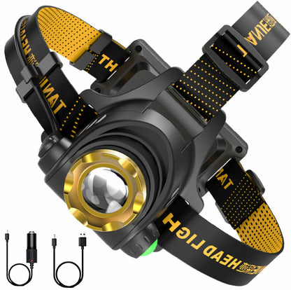 US Local LED Headlamp Rechargeable Head Torch Zoom Headlight Lamp Powerful Flashlight Fishling Driving Camping Light With 3 Modes Work Light