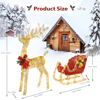 US Local 4ft Gold Single Deer Sled Yard Elk Decoration