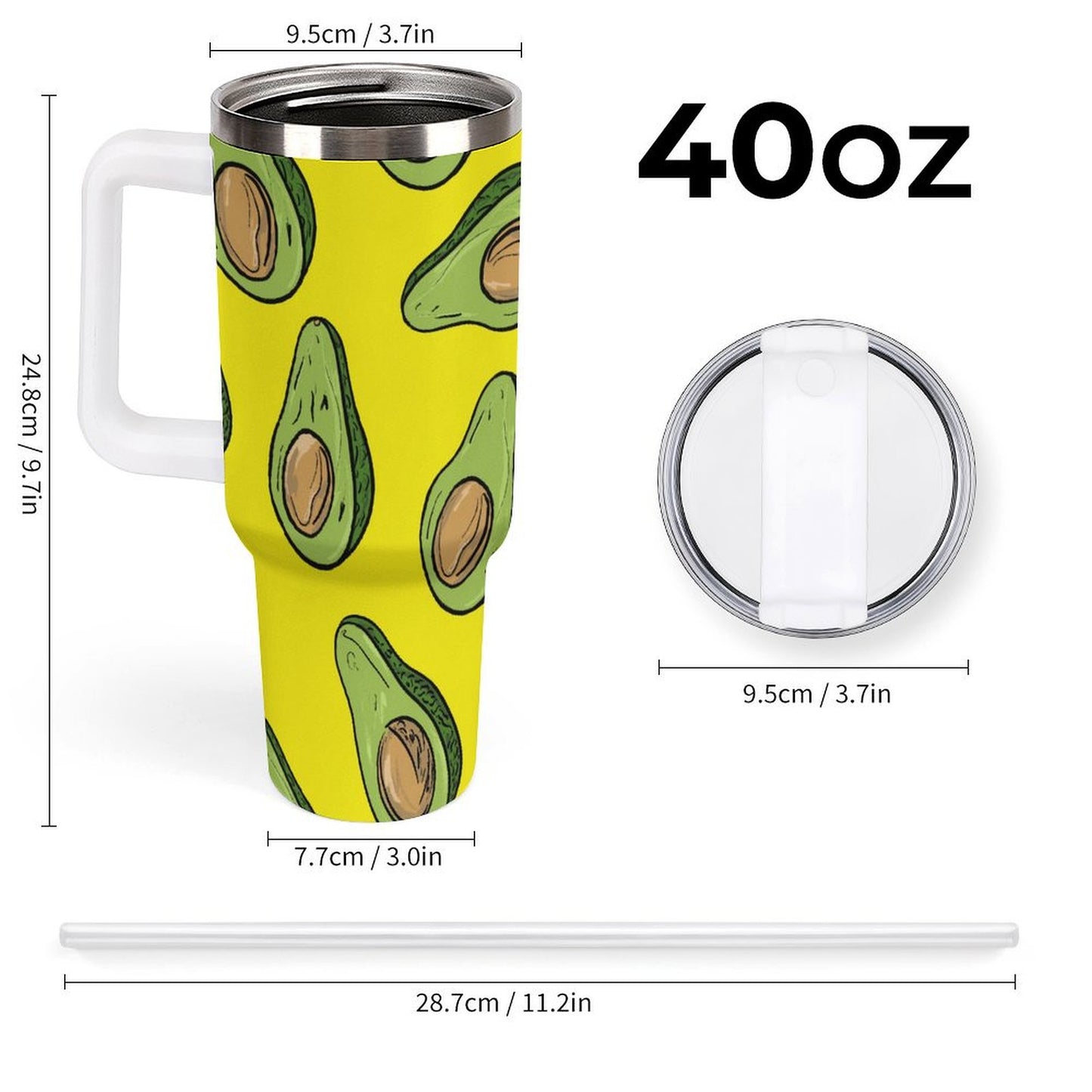 PHDT00487 POD US Local Tumbler 40oz Large Capacity Car Cup Avocado Yellow