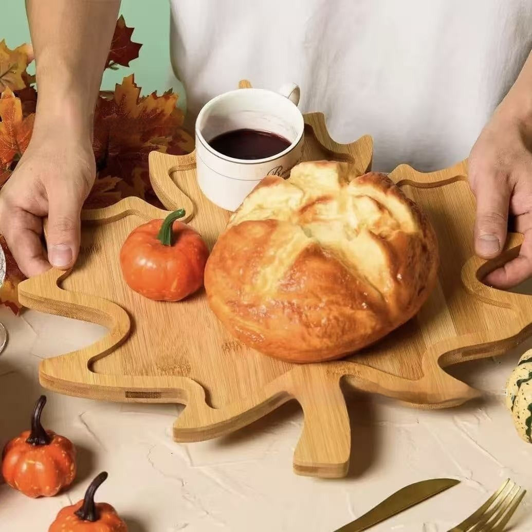 Thanksgiving Solid Wood Tray Maple Leaf Fruit Candy