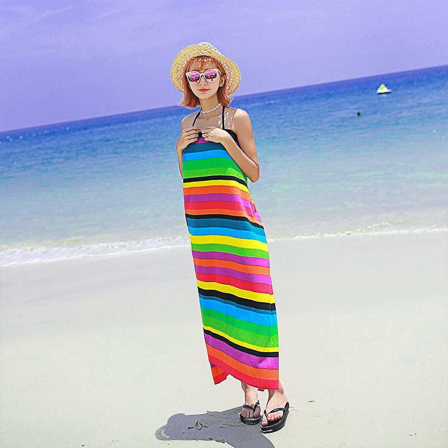 UK Local Striped Extra Large Microfibre Lightweight Beach Towel Quick Dry Travel Towel