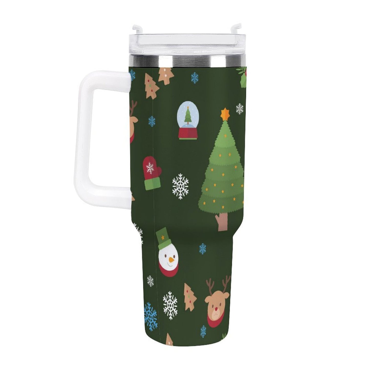 POD US Local 40oz Large Capacity Car Cup Christmas Tree Santa Snowflake Green