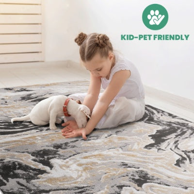 US Local LOOM  LUXE Collection 5X7 Grey  Abstract Non-Shedding Living Room Bedroom Dining Home Office Stylish And Stain Resistant Area Rug