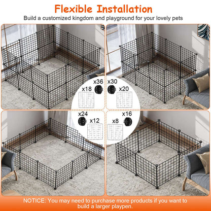 US Local 1Pc Small Animal Playpen With Door Dog Metal Playpen Small Medium Kitten Puppy Guinea Pig Rabbit Kennel Small Animal Cage Metal Wire Fence For Indoor Outdoor Yard Camping