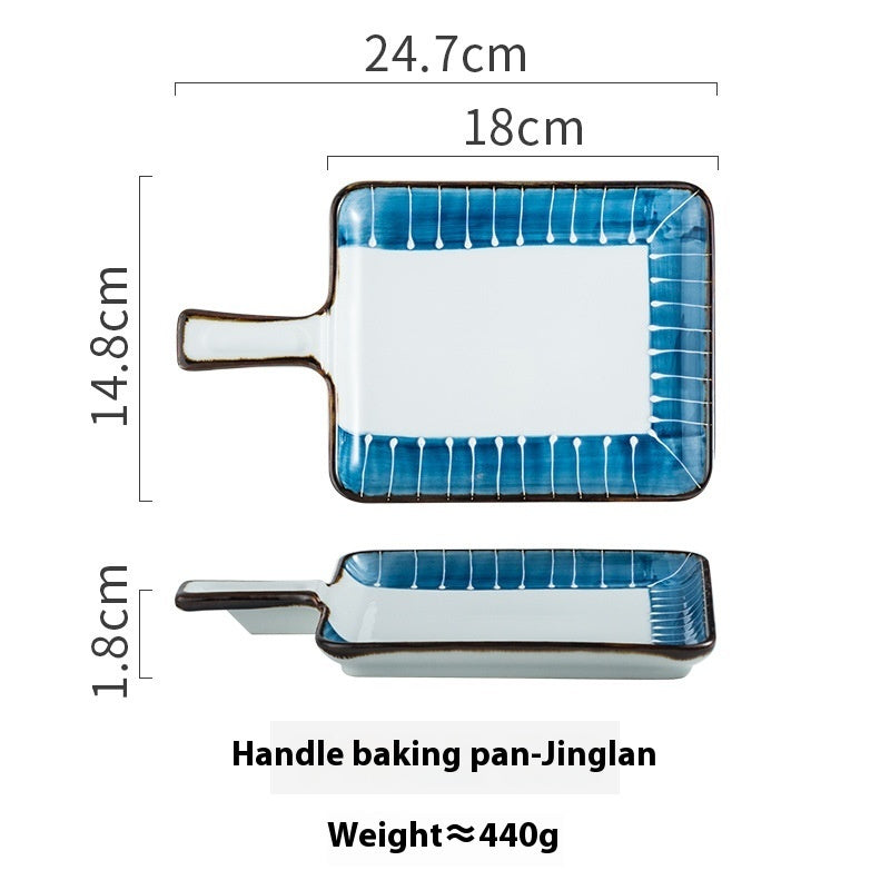 Ceramic Handle Plate Household Oven Microwave Oven Baking Plate