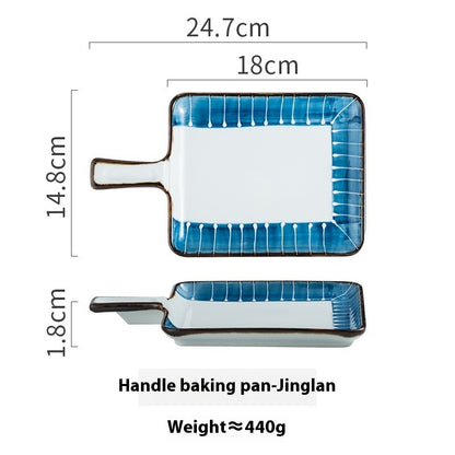 Ceramic Handle Plate Household Oven Microwave Oven Baking Plate