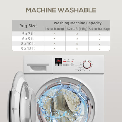 8x10 Area Rug, Indoor Boho Machine Washable Carpet For Living Room, Bedroom, Dining Room, Kitchen, Blue