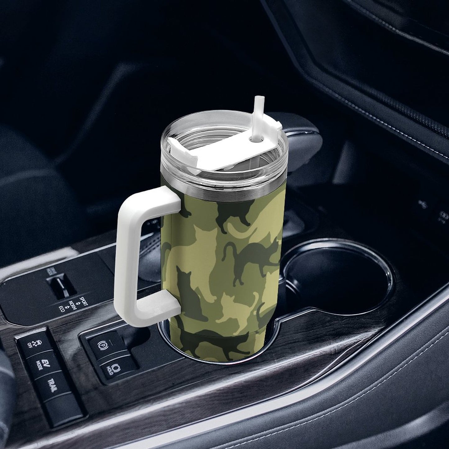 PHDT00381 POD US Local Tumbler 40 oz Large Capacity Car Cup Green Camouflage, Cat