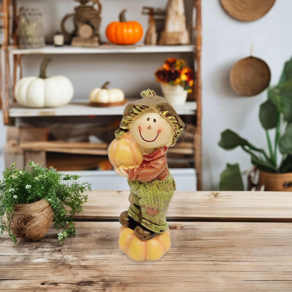 American Pastoral Scarecrow Thanksgiving Harvest Festival Pumpkin Desktop Doll Ornaments Resin Crafts Creative