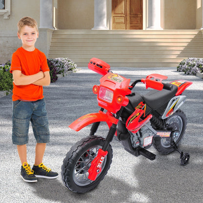 US Local 6V Kids Motorcycle Dirt Bike Electric Battery-Powered Ride-On Toy Off-road Street Bike with Training Wheels