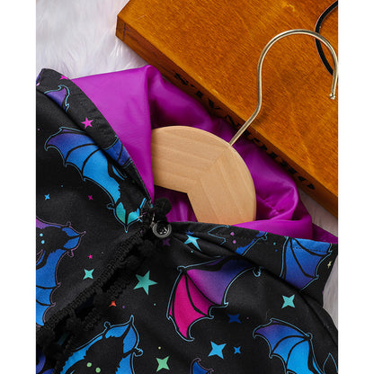 US Local Little Girls 2Pcs Halloween Outfits Sleeveless Tulle Dress With Hooded Cloak Set Clothes