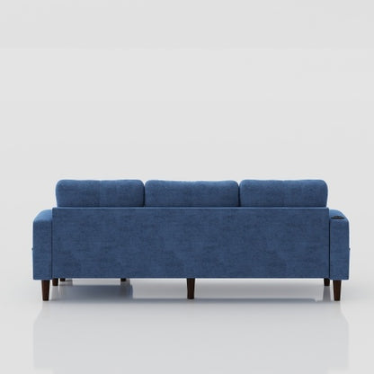 US Local Convertible Combination Sofa Sofa L-Shaped Sofa With Storage Cabinet Footstool, Living Room Navy Blue Sofa, Living Room Bedroom Office Small Space 3-Seater Combination Sofa
