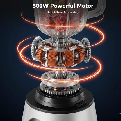 US Local 300W Food Processor With Blender & Dough Tool, 2 Speeds, Sharp Blades, Safety Lock -1.5L Glass Jar