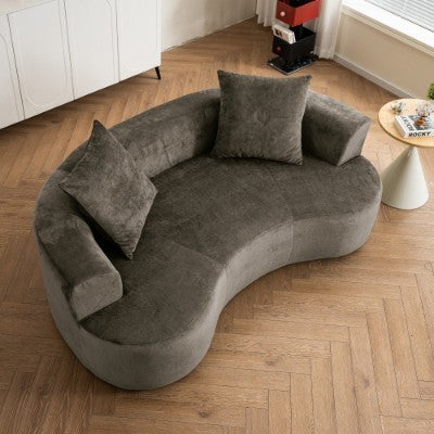 US Local Moon Shaped Sofa, Modern Sleeper Cat Waist Sofa With Deep Seat, Non Assembly Sponge Compression Sofa