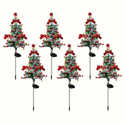 US Local 2pcs Solar Christmas Cedar Tree Lights Outdoor Lawn Ground Plug Patio Landscape Balcony Christmas