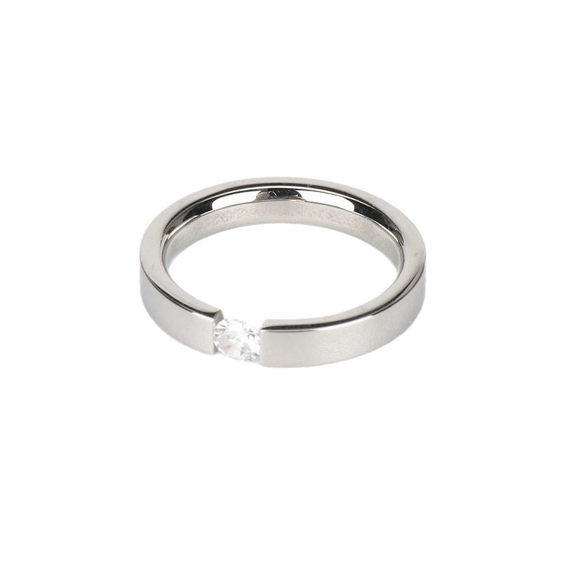 Zircon Titanium Steel Couple Diamond-studded Ring
