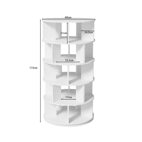 UK Local Shoe Rack, Rotatable Angle, White Round, 5 Tiers, Height 115 Cm, Width 60 Cm
