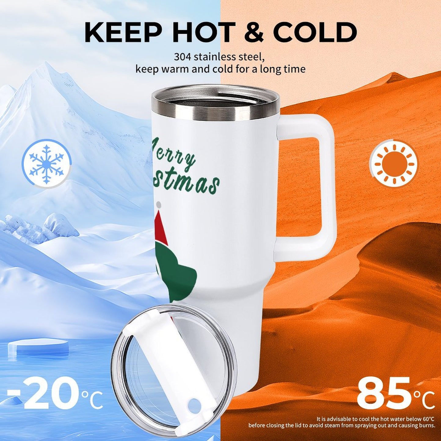 POD US Local 40 oz Large Capacity Car Cup Christmas Dog Cat Silhouette Simple Green