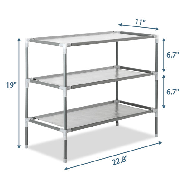 US Local Combination Type Simple Shoe Rack No Dust Cover 3 Layers 9 Pairs High Foot Shoe Rack Gray Tube