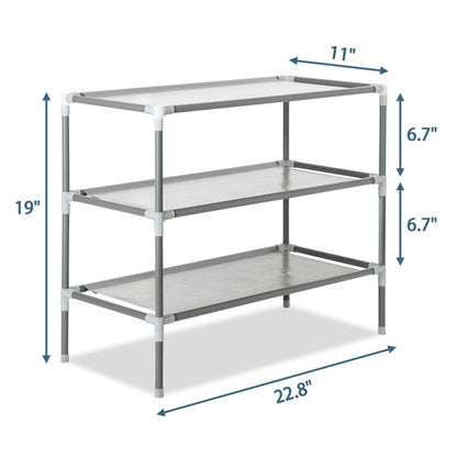 US Local Combination Type Simple Shoe Rack No Dust Cover 3 Layers 9 Pairs High Foot Shoe Rack Gray Tube