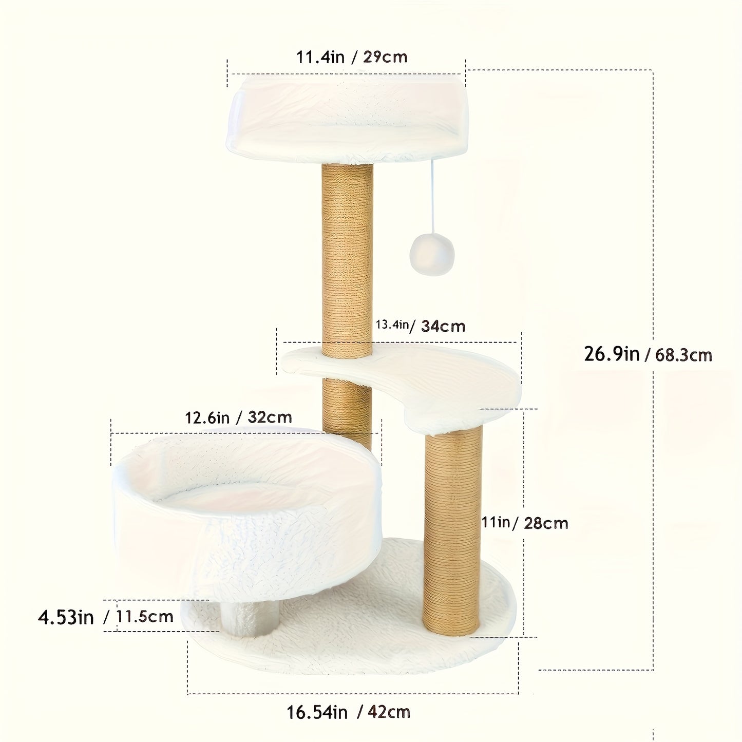 US Local Luxury Cat Tree With Scratching Posts - Easy To Assemble, Wooden Fiber Structure, Suitable For Cats.