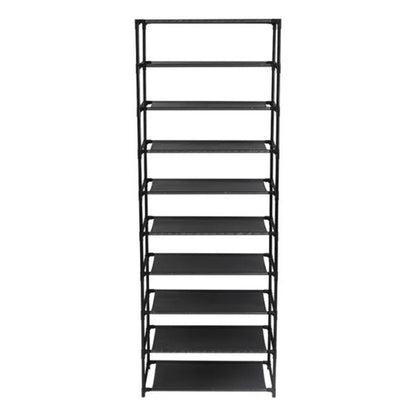 US Local 10 Tier Stackable Shoe Rack Storage Shelves - Stainless Steel Frame Holds 50 Pairs Of Shoes