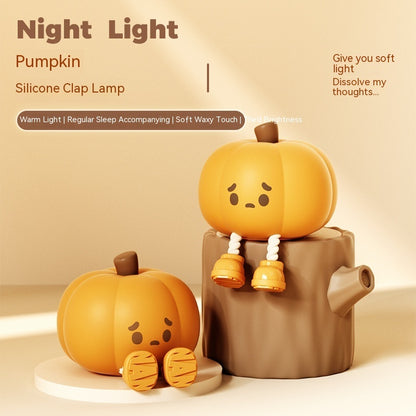 Home Decor Halloween Pumpkin Night Light Cute Soft Silicone Lamp Touch  Dimmable Rechargeable Bedside Decor Light Kids Gifts Child