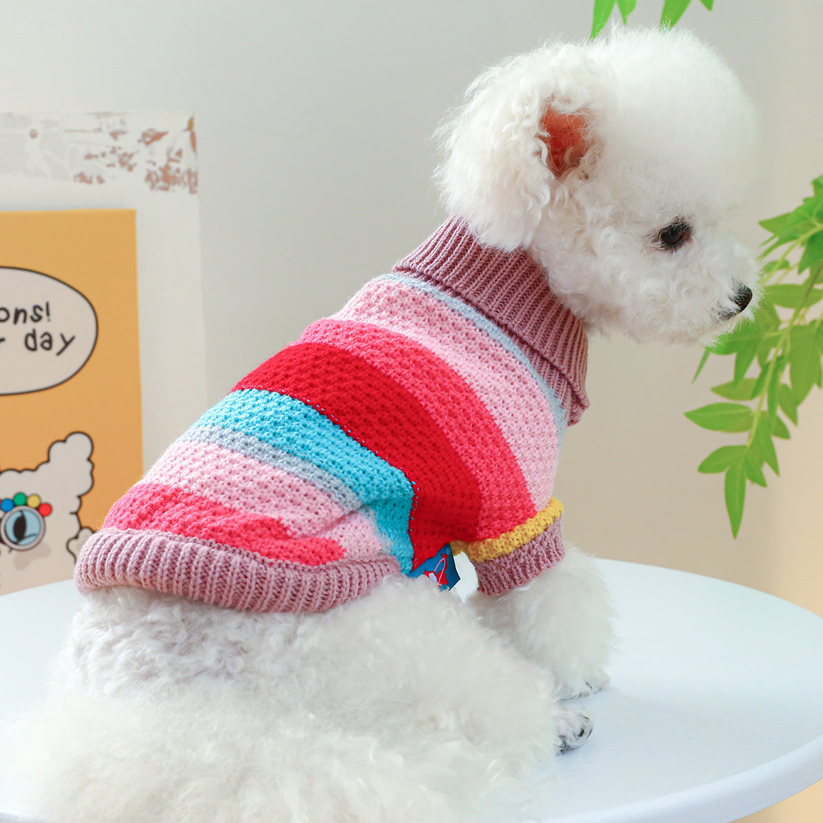US Local Pet Ring Comfortable Color Stripes Colorful Sweater