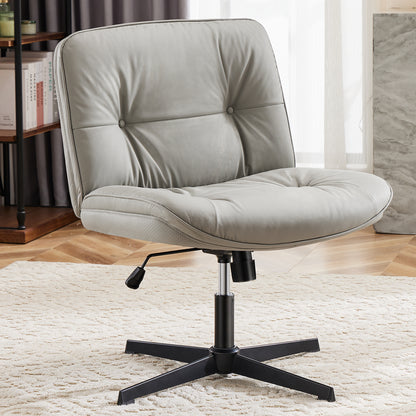 US Local Criss Cross Legged Chair, Armless Office Desk Wide Seat No Wheels, Swivel Height Adjustable Comfy