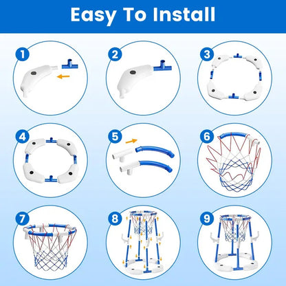 US Local Summer Pool Basketball Hoop Toy Set With 4 Basketballs 4 Circles Floating Swimming Pool Basketball Games Poolside Water Play Toy For 3-12Years Old Kids Adults GPCT5441