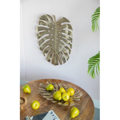 US Local 18.9x13.4x1.4 Gold Monstera Leaf Wall DEcor