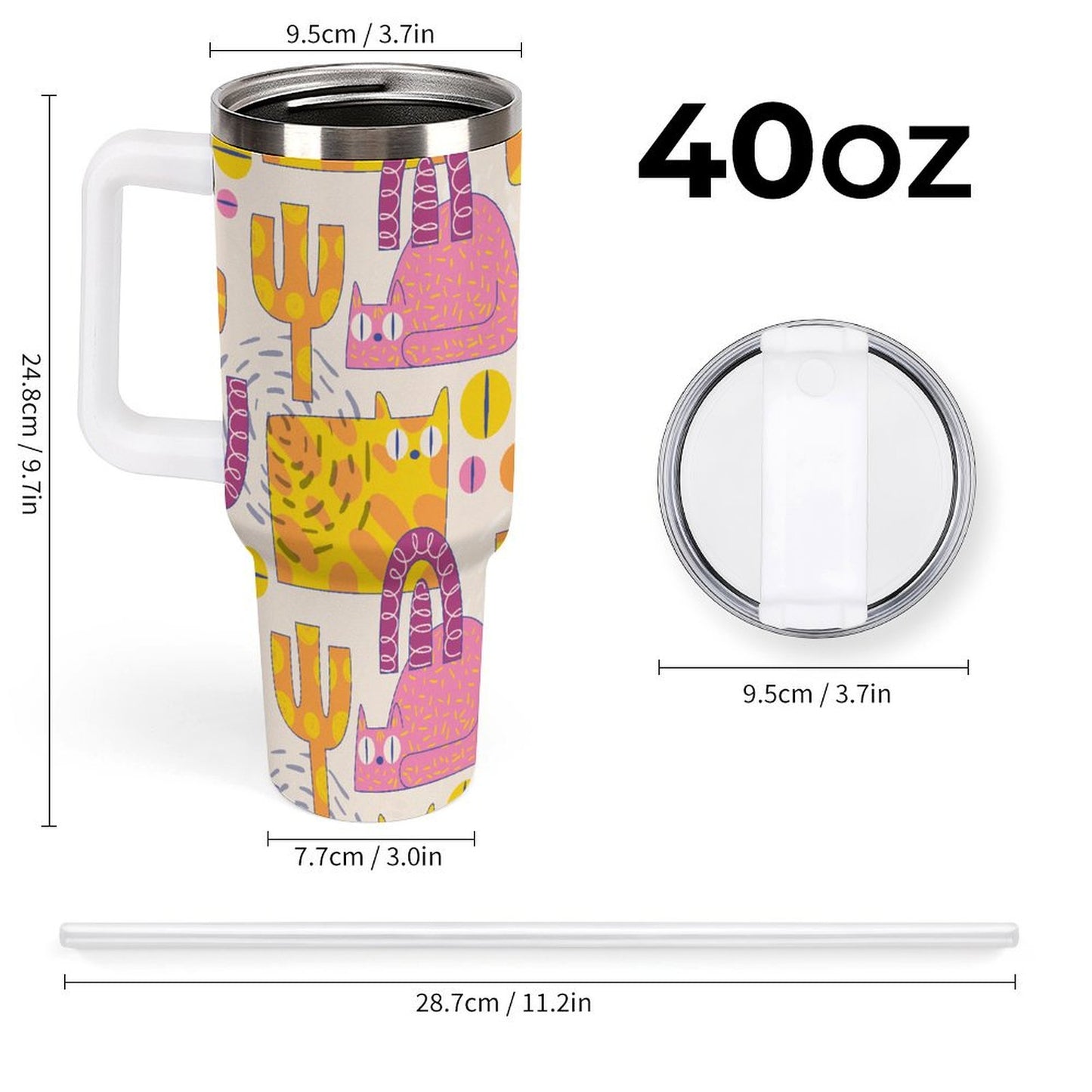 PHDT00248 POD US Local Tumbler 40 oz Large Capacity Car Cup Cat
