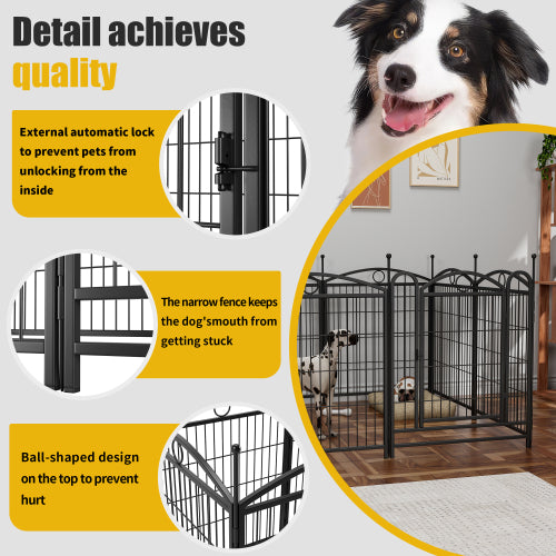 US Local 32 Inch 8 Panel Metal Dog Fence Pet Outdoor Playpen