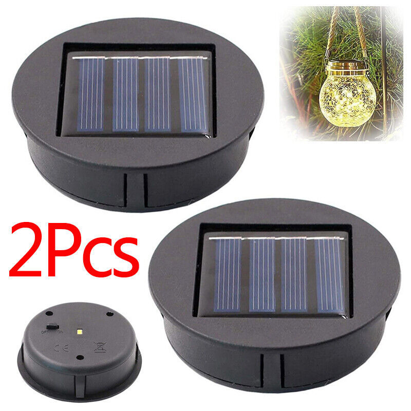 UK Local 2PCS Garden Solar Powered Replacement Round LED Light Box Fit For Lantern Lamp