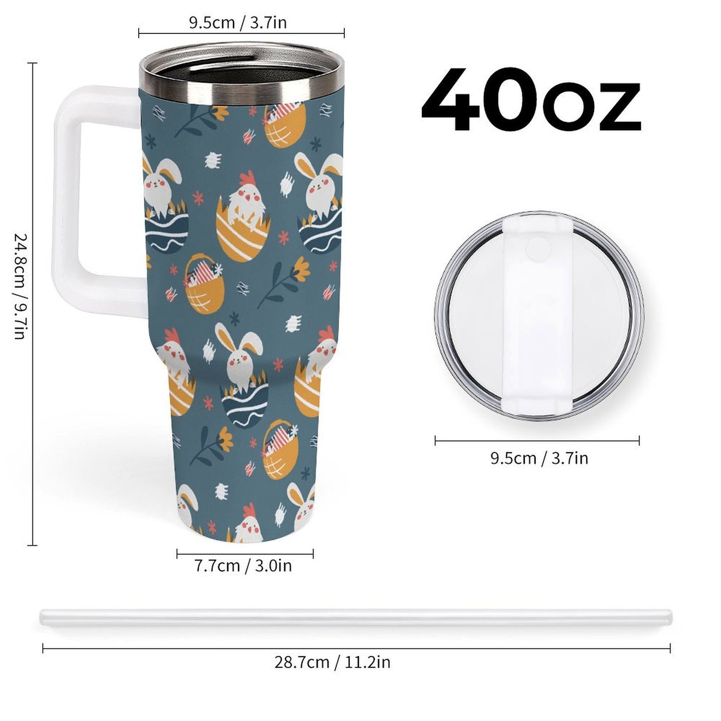 PHDT00537 POD US Local Tumbler 40oz Large Capacity Car Cup Easter, Egg, Rabbit, Chicken
