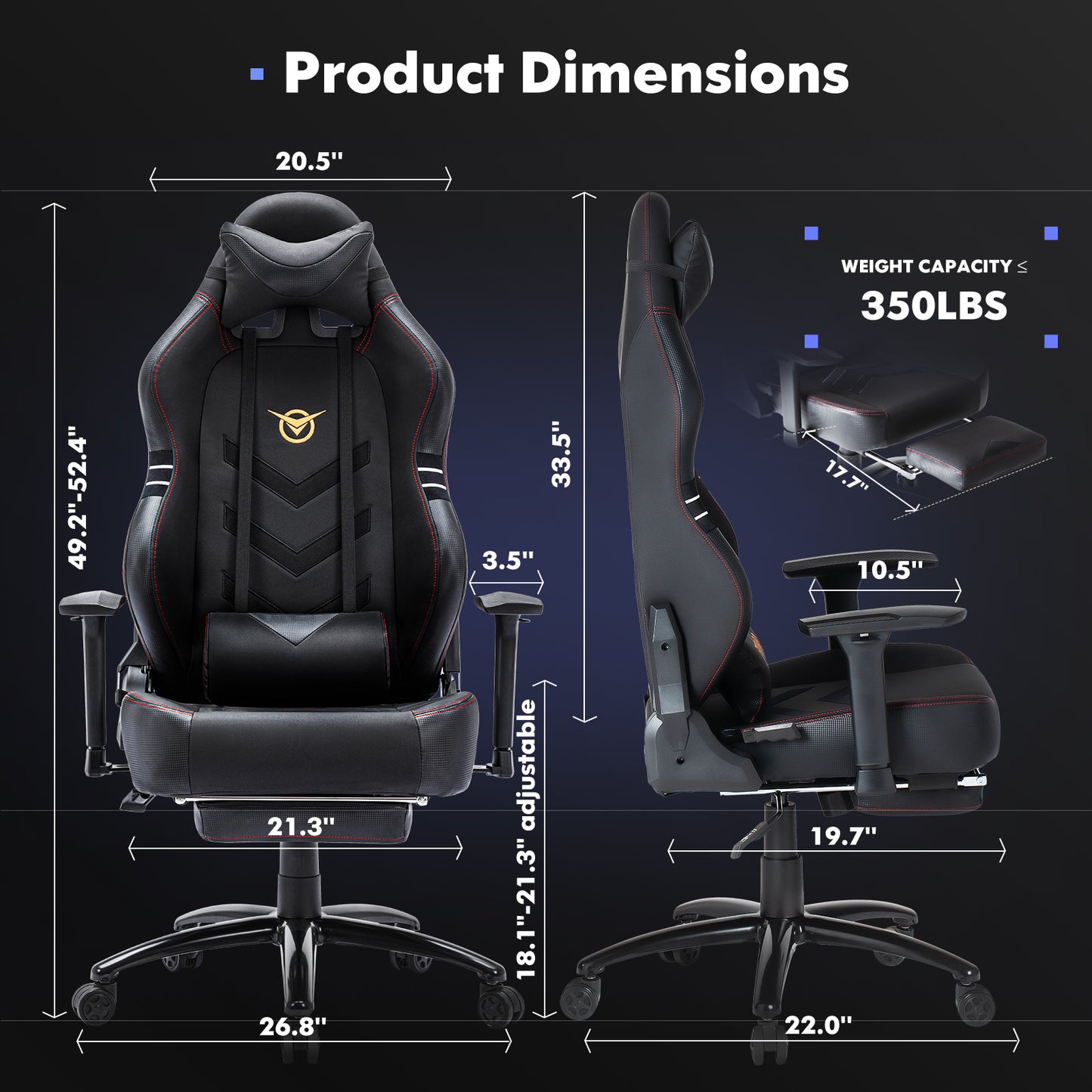 USA Local Tall Gaming Chair 350lbs Racing Computer Gaming Chair