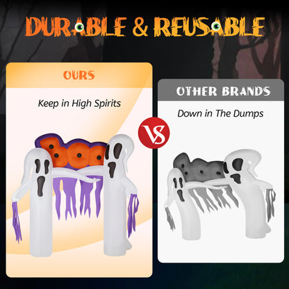 US Local 9.8ft White Ghost Arch 3 LED Lights And 2 Colorful Light Plates Halloween Inflatable Decoration