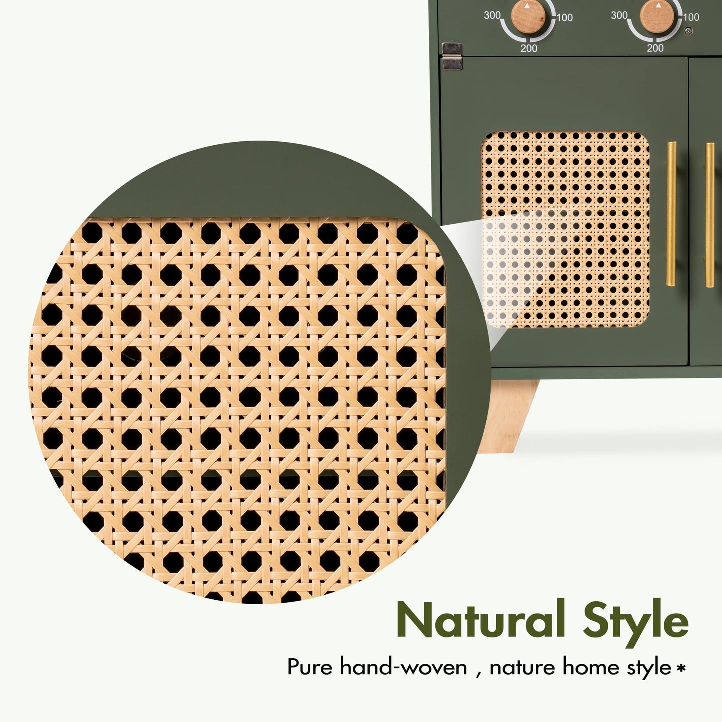 US Local ROBUD Green Wooden Kitchen Toy Set With Accessories Chef Pretend Playset For Kid