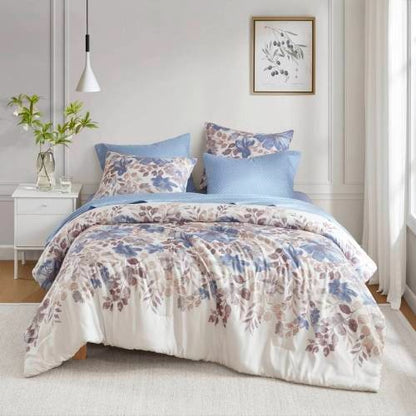 US Local Floral Comforter Set With Bed Sheets Blue Queen