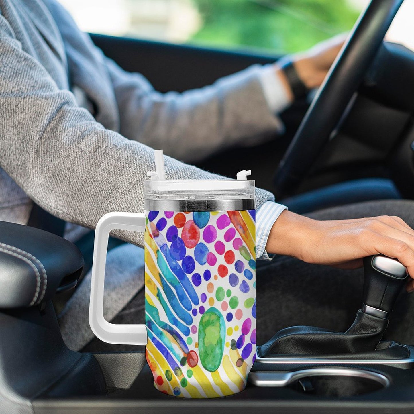 PHDT00540 POD US Local Tumbler 40oz Large Capacity Car Cup Watercolor, Dynamic