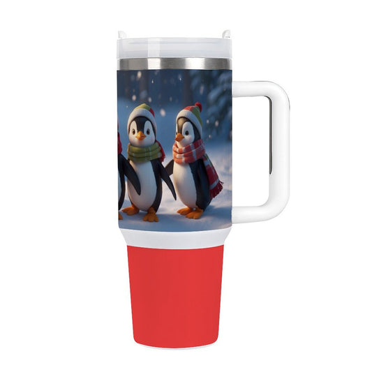 USA Local Large Capacity Car Cup Xmas Penguin_3 Red 40oz