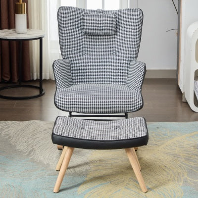 UK Local Rocking Chairs For Adults, Fabric Rocking Chair Relaxing Recliner Chair With Solid Wood Legs High Back Lounge Chairs For Balcony Living Room Bedroom