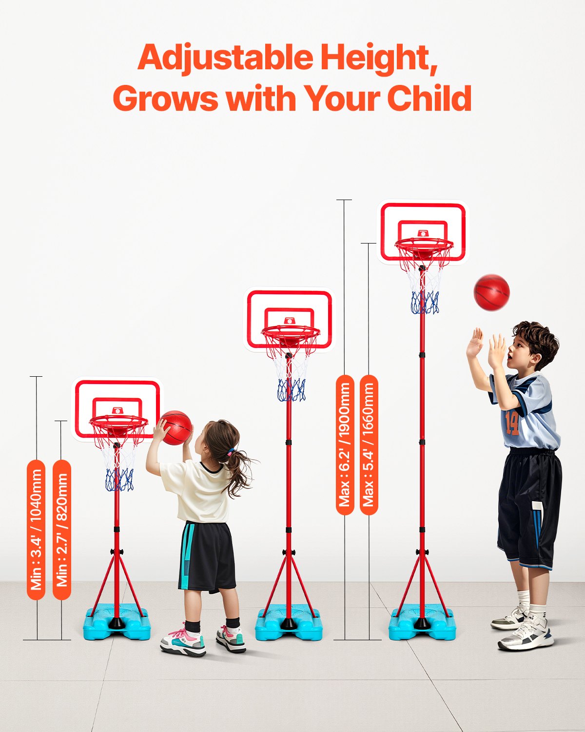 US Local Kids Basketball Hoop Height Adjustable Portable Basketball Court For Kid Outdoor