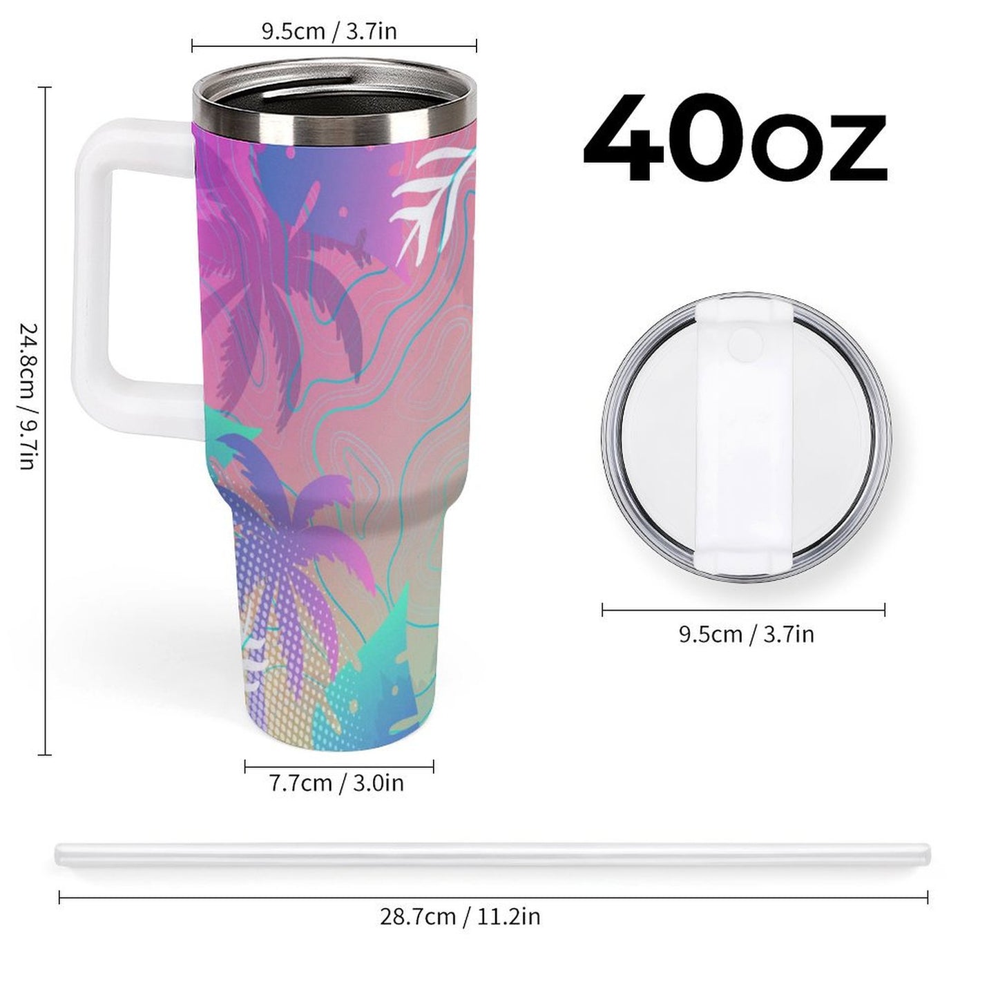 PHDT00517 POD US Local Tumbler 40oz Large Capacity Car Cup Abstract, Coconut Tree