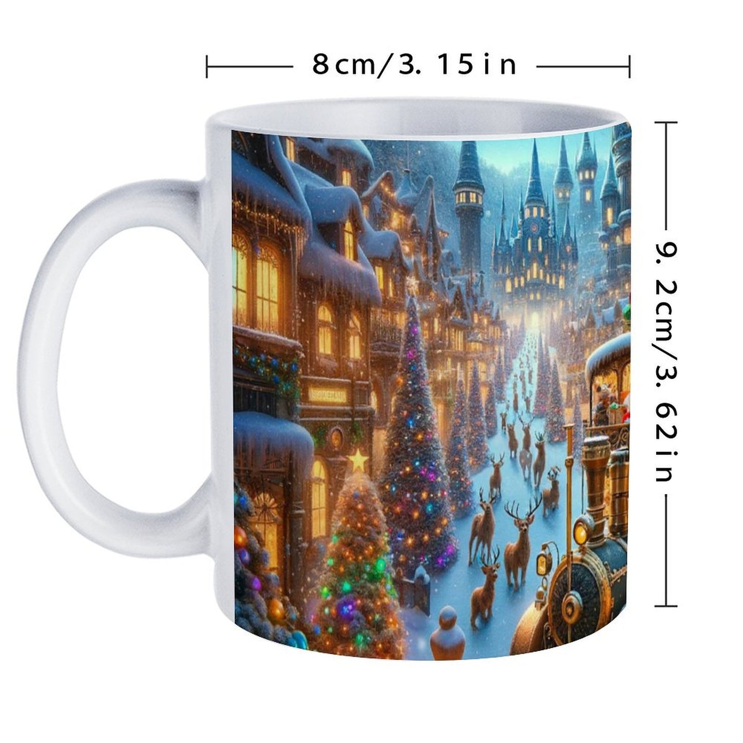 POD US Local White mug with full print, Christmas, Fairytale Town 0079