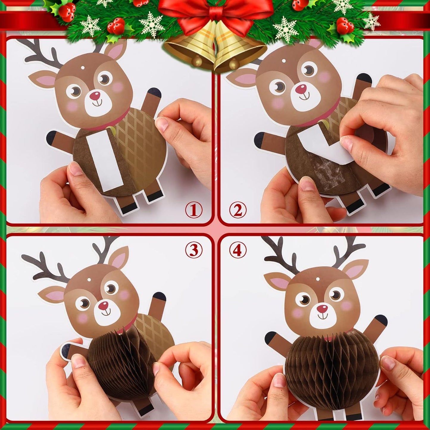 US Local Christmas Honeycomb Ball Ornament Set