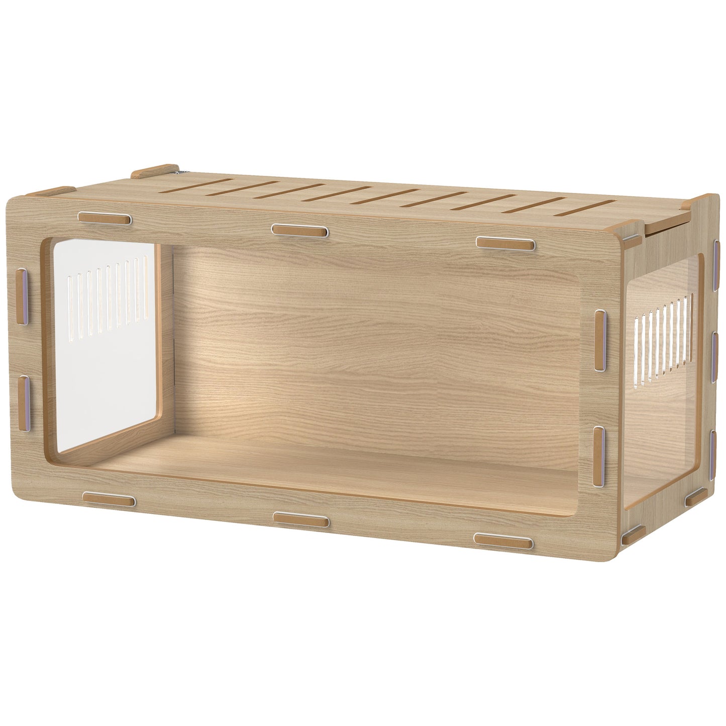 US Local Hamster Cage With Easy View Acrylic Panels, Air Vents & Openable Roof, For Gerbil, Guinea Pig, 39 X 20 X 18.5, Oak