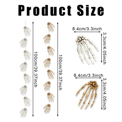 US Local 6 Pcs Halloween Hand Skeleton Garland Horrible Party Paper Banner Haunted House Hanging Decoration Halloween Party Scary Props For Door Wall Window Ceiling Decor