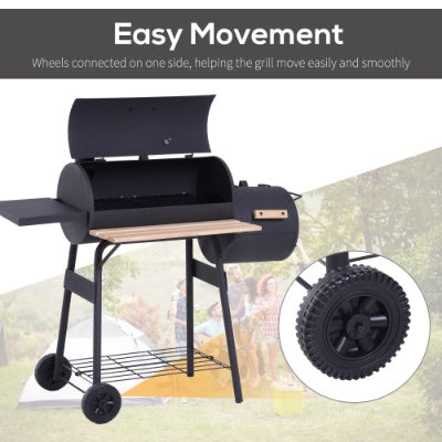 US Local Outsunny 48 Steel Portable Backyard Charcoal BBQ Grill And Offset Smoker Combo With Wheels