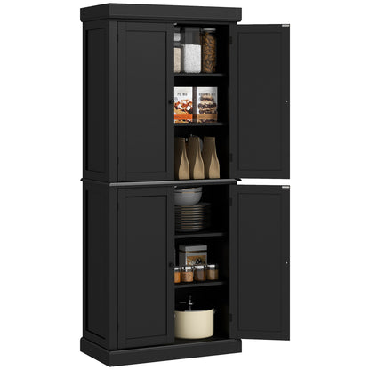 US Local 6 Tier Pantry Haven  Modern Freestanding Storage Cabinet With Adjustable Shelves  Sleek Black